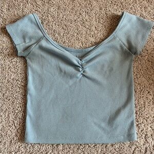 American Eagle Outfitters Light Blue Ribbed Crop Top